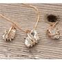EMESLY 18K Rose Gold Plated Necklace/Earrings; Embellished with Premium Crystals, Nickel & Lead Free, Hypoallergenic Long Lasting Finish; Perfect Jewelry Gift for Women & Girls