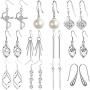 WAINIS 11 Pairs Classic Dangle Silver Drop Earrings for Women Simple Double Twist Long Thread Fashion Plated Silver Earring Jewelry