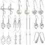 WAINIS 11 Pairs Classic Dangle Silver Drop Earrings for Women Simple Double Twist Long Thread Fashion Plated Silver Earring Jewelry