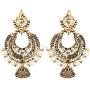 Efulgenz Boho Vintage Antique Gypsy Tribal Indian Oxidized Gold Pearl Drop Jhumki Chandbali Dangle Earrings Set Jewelry