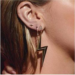 Cathercing Punk Gold Lightning Bolt Dangle Earrings for Women Teen Girls Thick Gold Earrings Large Hypoallergenic Statement Earrings Fashion Jewelry Daily Gift for Her