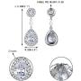 EVER FAITH Rhinestone Crystal CZ Cream Simulated Pearl Flower Tear Drop Bridal Dangle Earrings Clear Silver-Tone