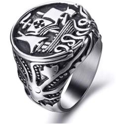 Elfasio Viking Drakkar Ship Kraken Norse Sea Monster Octopus Squid Tentacle Stainless Steel Vintage Ring
