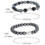 Aroncent 2 PCS Lodestone Snow Agate Beads Buddhist Bracelet Mala Religious Prayer with Buddha Head