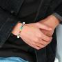 Nanafast 8mm Matte Agate LGBT Pride Rainbow Bracelet Stainless Steel Gay & Lesbian Pride Relationship Friendship Bracelet,Adjustable