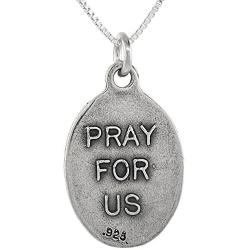 Sterling Silver St Nicholas Medal Necklace Oval 1.8mm Chain