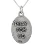 Sterling Silver St Nicholas Medal Necklace Oval 1.8mm Chain
