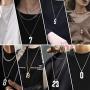 QeenseKc Sports Gold Lucky Number Necklace Inspiration Baseball Jersey Number Initial 25mm High Pendant Jewelry 3mm Wheat Chain