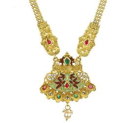 Efulgenz Indian Bollywood Traditional 14 K Gold Plated Crystal Kundan Pearl Beaded Wedding Bridal Necklace Earrings Jewelry Set