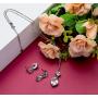 HAZZAR Real 925 Sterling Silver with Natural Green Square-Shape Amethyst and White Cubic-Zirconia Necklace & Dangle Earrings Set