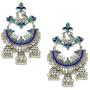 Crunchy Fashion Bollywood Style Traditional Indian Oxidised Silver Jewelry Blue Jhumki Jhumka Earrings for Women/Girls