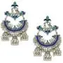 Crunchy Fashion Bollywood Style Traditional Indian Oxidised Silver Jewelry Blue Jhumki Jhumka Earrings for Women/Girls