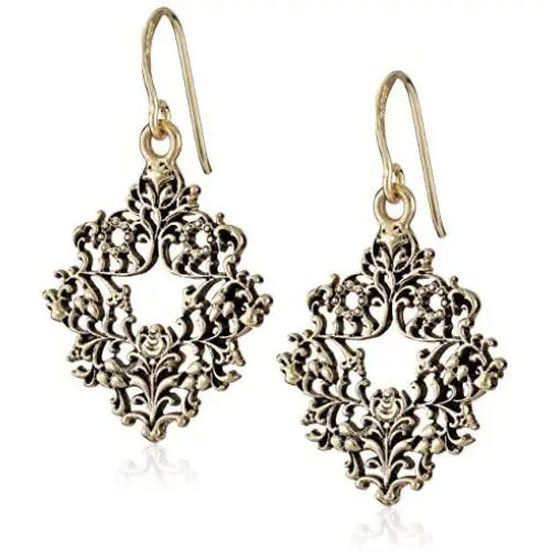 Barse Ornate Bronze Drop Earrings Barse Ornate Bronze Drop Earrings