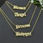 Old English Babygirl Necklaces for Women Gothic Princess Angle Blessed Pendant Baby Girl Necklaces 18k Gold Plated Stainless Steel Jewelry