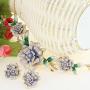 EVER FAITH Womens Austrian Crystal Enamel 3 Peony Flowers Necklace Earrings Set Gold-Tone
