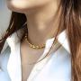 Trendsmax 7mm Coffee Beans Link Chain Necklace Gold Plated Stainless Steel Twisted Rope Chain for Men Women Hip Hop Rappers Necklace
