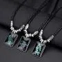 NC 1 Set Necklaces for Women Men, Long Best Friend Necklace Teen Girls Alloy Glass Pendant Leather Braided Rope Constellation Bracelets for Women Mens Jewelry