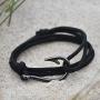 Riptide Vibes Adjustable Fish Hook Bracelet - Made in USA with 550 Military Paracord - 15% Donated to Marine Wildlife Conservation - Silver or Black Hook