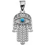 Middle Eastern Jewelry Sterling Silver Hamsa Hand with Blue Evil Eye Pendant Necklace Middle Eastern Jewelry Sterling Silver Hamsa Hand with Blue Evil Eye Pendant Necklace