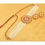 Crunchy Fashion Bollywood Style Traditional Indian Wedding Jewelry Red Crystals Pearl Choker Necklace with Earring & tika Set for Women Girls