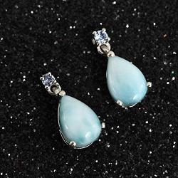 Shop LC Platinum Plated 925 Sterling Silver Larimar Blue Tanzanite Dangle Drop Earrings Prom Jewelry Birthday Mothers Day Gifts for Women