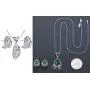 Leafael [Presented by Miss New York] Teardrop Filigree Vintage Style Jewelry Set Earrings Pendant Necklace Made with Premium Crystals, Silver-Tone, 18'' + 2'', Nickel/Lead Box
