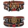 ORAZIO Leather Bracelets for Women Girls Flower Wrap Bracelets