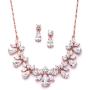 Mariell Rose Gold Multi-Shaped Cubic Zirconia Necklace & Earring Wedding Jewelry Set for Women and Brides