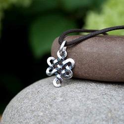 Tibetan Endless Knot Necklace 925 Sterling Silver Infinite Eternal Irish Celtic Knot Pendant Buddhist Amulet Namaste Jewelry for Women Handmade Jewelry for Women Mothers Day Gifts