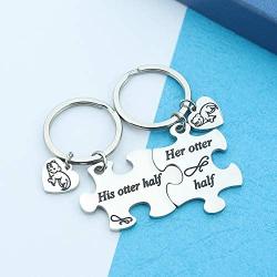His Otter Half Her Otter Half Couple Puzzle Keychain Lover Boyfriend Girlfriend Gift Powerful Puzzle Jewelry Gifts