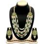 Aheli Exquisite Multi Strand Faux Kundan Beads Pearl Necklace Earrings Set Indian Ethnic Wedding Traditional Jewelry for Women