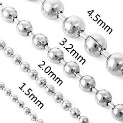 Sandra Mens Jewelry 1.5mm-4.5mm 18''-36'' Silver Stainless Steel Ball Necklace Chain