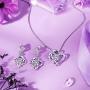 VAN RORSI&MO Jewelry Set - 14k White Gold Plated Heart Necklace and Earring Sets for Women 5A Cubic Zirconia Jewelry Sets for Women