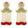 Efulgenz Indian Bollywood Wedding Bridal Gold Plated Faux Pearl Tassel Crystal Kundan Dangle Earrings Jewelry Set