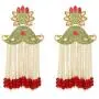 Efulgenz Indian Bollywood Wedding Bridal Gold Plated Faux Pearl Tassel Crystal Kundan Dangle Earrings Jewelry Set
