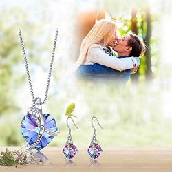 EleShow I Love You Jewelry Sets for Women Heart Necklaces and Earrings Jewelry 18K White Gold Plated Gifts for Wife Mom Girlfriend