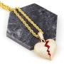 TSANLY Broken Heart Pendant Necklace Hip Hop CZ Fully Iced Out Bling CZ Diamond 24K White Gold Plated with 24'' Stainless Rope Chain
