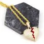 TSANLY Broken Heart Pendant Necklace Hip Hop CZ Fully Iced Out Bling CZ Diamond 24K White Gold Plated with 24'' Stainless Rope Chain TSANLY Broken Heart Pendant Necklace Hip Hop CZ Fully Iced Out Bling CZ Diamond 24K White Gold Plated with 24'' Stainless Rope Chain