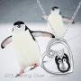 JUSTKIDSTOY Penguin Necklace for Women Family Necklace 925 Sterling Silver Mother Child Necklace Heart Pendant Cute Animal Penguin Jewelry Gift for Mom Daughter Loved Ones