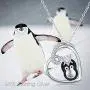 JUSTKIDSTOY Penguin Necklace for Women Family Necklace 925 Sterling Silver Mother Child Necklace Heart Pendant Cute Animal Penguin Jewelry Gift for Mom Daughter Loved Ones