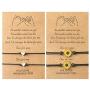 Holylove Pinky Promise Distance Heart Bracelets 4 Pcs & Wish Card for Women Teen Girls Couples Family Best Friends Friendship BFF Bestie Daughters Sisters Her Gifts