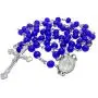 Catholic Rosary Necklace Round Dark Blue Crystal Beads Miraculous Medal & Cross Handmade Long Chaplet Catholic Rosary Necklace Round Dark Blue Crystal Beads Miraculous Medal & Cross Handmade Long Chaplet