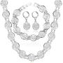 U7 Muslim Jewelry Set for Women|Platinum or 18K Gold Plated Allah Necklace Chain Link Bracelet Earrings Sets, Coin/Heart/Square Style.