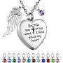 Dletay Heart Cremation Necklace for Ashes Angel Wing Urn Necklace with 12 PCS Birthstones-God Has You in His Arms, I Have You in My Heart