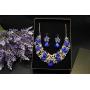 Gold Tone Flower Rhinestone Bridal Wedding Jewelry Set Bib Collar Necklace and Dangle Earrings