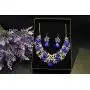 Gold Tone Flower Rhinestone Bridal Wedding Jewelry Set Bib Collar Necklace and Dangle Earrings