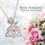 YFN Sterling Silver Celtic Triangle Trinity Knot Necklace Heart Rose Pendant Good Luck Irish Jewelry for Women Gifts