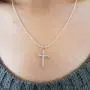 Dazzlingrock Collection 0.25 Carat (ctw) 10K Gold Round White Diamond Ladies Cross Pendant 1/4 CT (Silver Chain Included)