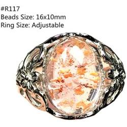 Natural Ghost Phantom Quartz Crystal Ring Jewelry For Women Man Silver Garden 16x10mm Oval Beads Adjustable Ring AAAAA