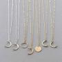 Befettly Moon Pendant Necklace 14K Gold Fill Dainty Hammered Moon Phase Gold Choker Simple Crescent Moon Full Moon Karma Circle Choker Necklace